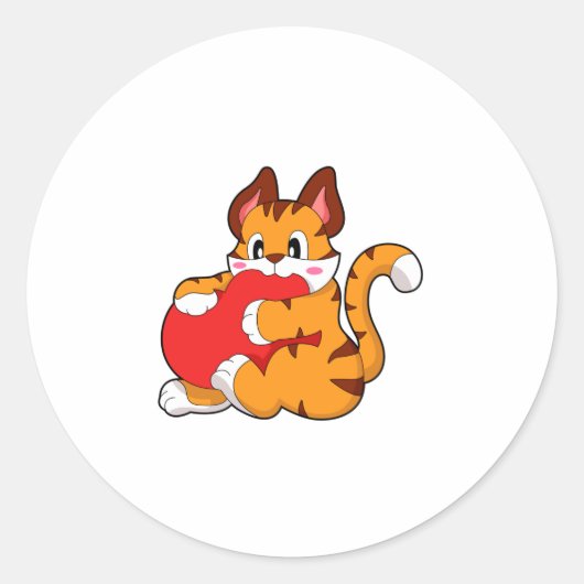 Tijgerkat in liefde met hart.PNG Ronde Sticker (Voorkant)