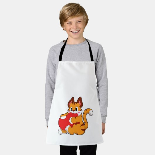 Tijgerkat in liefde met hart.PNG Schort (Gedragen)