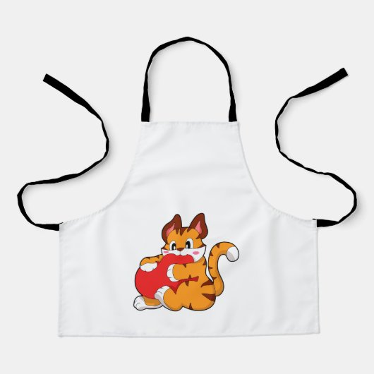 Tijgerkat in liefde met hart.PNG Schort (Voorkant)