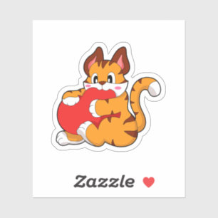 Tijgerkat in liefde met hart.PNG Sticker