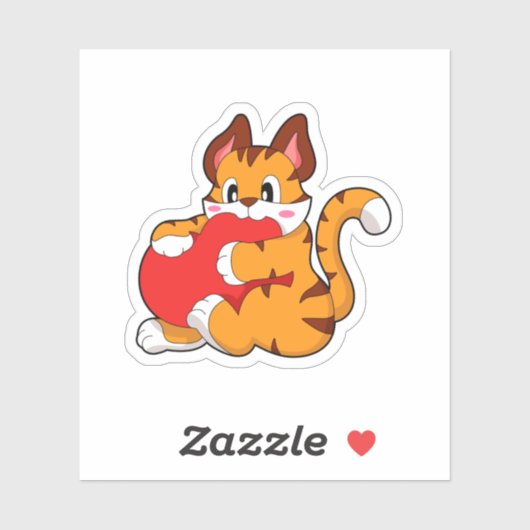 Tijgerkat in liefde met hart.PNG Sticker (Vel)