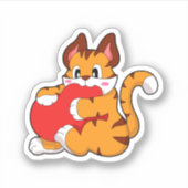 Tijgerkat in liefde met hart.PNG Sticker (Voorkant)