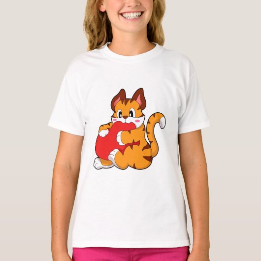 Tijgerkat in liefde met hart.PNG T-shirt (Voorkant)