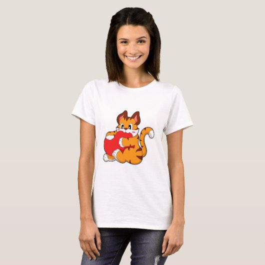 Tijgerkat in liefde met hart.PNG T-shirt (Voorkant volledig)