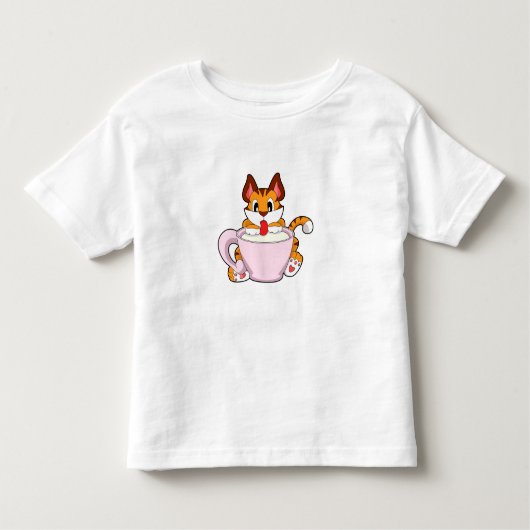 Tijgerkat met beker van melk.PNG Kinder Shirts (Voorkant)