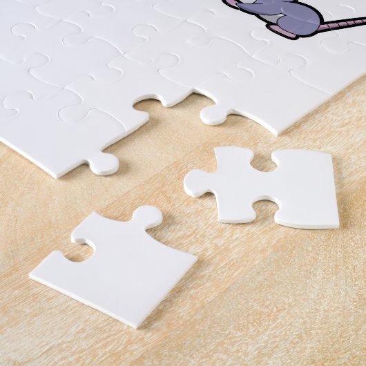 Tijgerkat met muis legpuzzel (Zijkant)