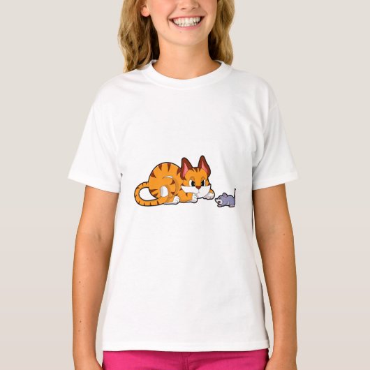 Tijgerkat met muis t-shirt (Voorkant)