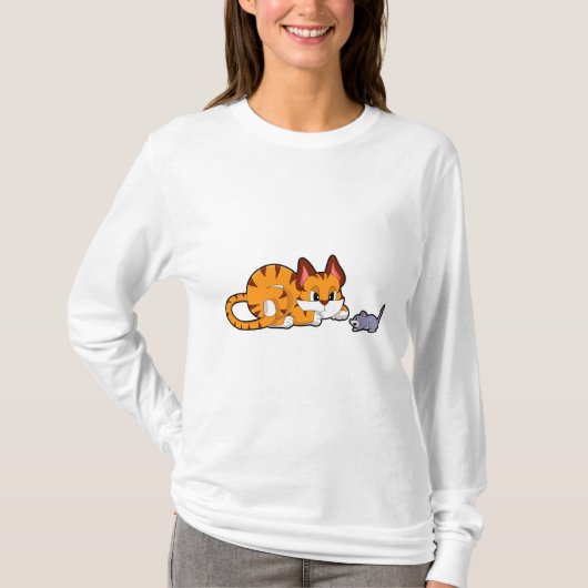 Tijgerkat met muis t-shirt (Voorkant)