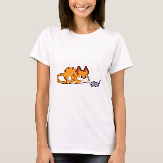 Tijgerkat met muis t-shirt (Voorkant)