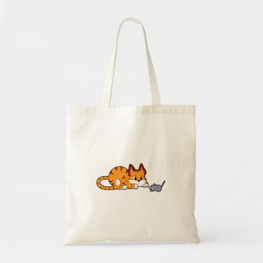 Tijgerkat met muis tote bag (Voorkant)