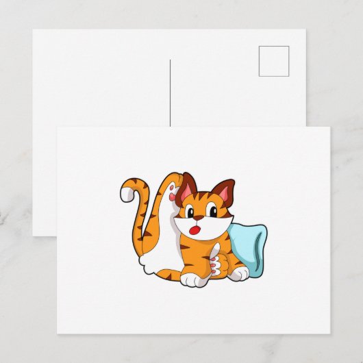 Tijgerkat met piloot briefkaart (Voorkant / Achterkant)