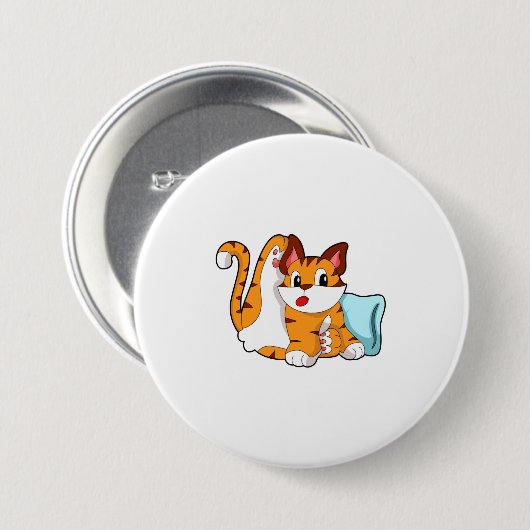 Tijgerkat met piloot ronde button 7,6 cm (Voorkant /achterkant)