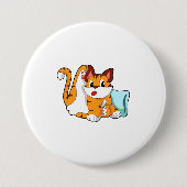 Tijgerkat met piloot ronde button 7,6 cm (Voorkant)