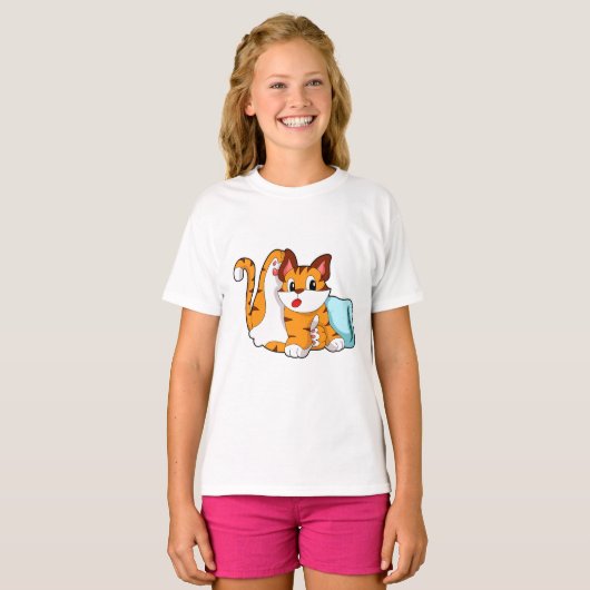 Tijgerkat met piloot t-shirt (Voorkant volledig)