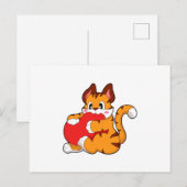 Tijgerkat verliefd bij Love with Heart.PNG Briefkaart (Voorkant / Achterkant)
