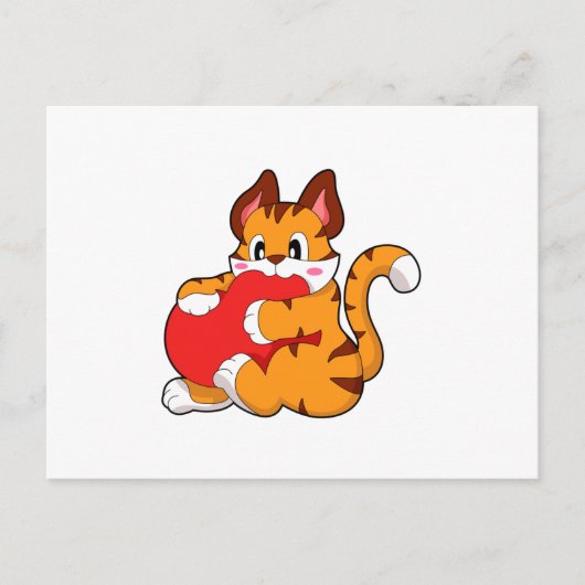 Tijgerkat verliefd bij Love with Heart.PNG Briefkaart (Voorkant)
