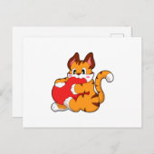 Tijgerkat verliefd op Hart.PNG Briefkaart (Voorkant / Achterkant)