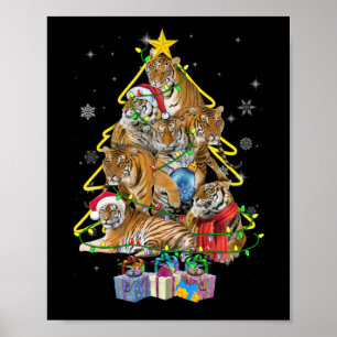 Tijgerkerstboomsneeuw Funny Tiger Xmas Gift Poster