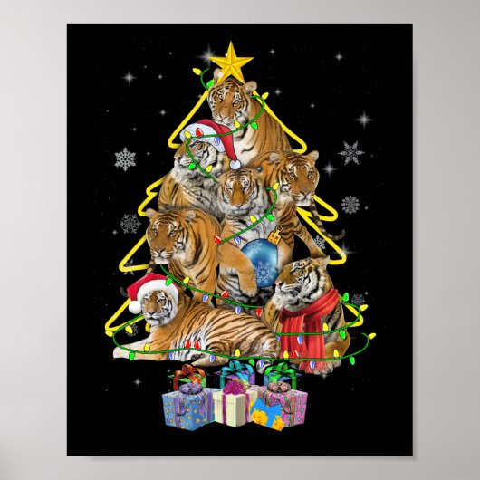 Tijgerkerstboomsneeuw Funny Tiger Xmas Gift Poster (Voorkant)