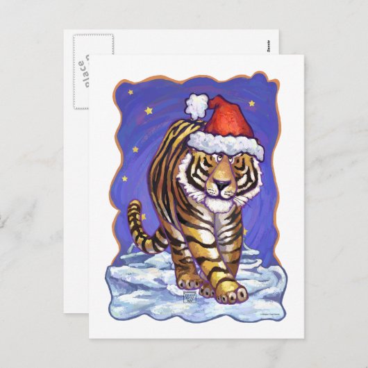 Tijgerkerstmis Feestdagenkaart (Voorkant / Achterkant)