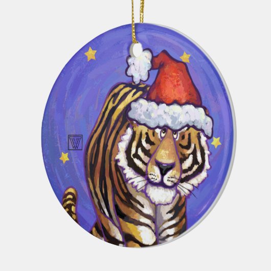 Tijgerkerstmis Keramisch Ornament (Links)