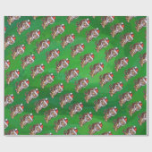 TijgerKerstmis op groen Cadeaupapier (Vlak)