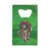 TijgerKerstmis op groen Creditkaart Flessenopener (Achterkant)