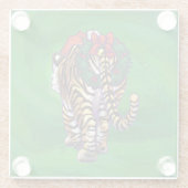 TijgerKerstmis op groen Glazen Onderzetter (Achterkant)