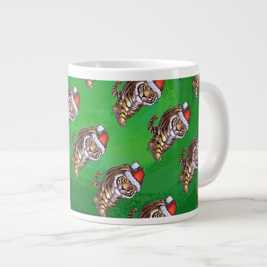TijgerKerstmis op groen Grote Koffiekop (Voorkant rechts)