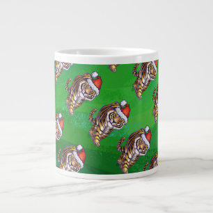 TijgerKerstmis op groen Grote Koffiekop