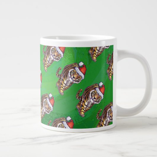 TijgerKerstmis op groen Grote Koffiekop (Rechts)