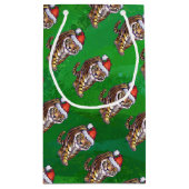 TijgerKerstmis op groen Klein Cadeauzakje (Achterkant)