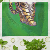 TijgerKerstmis op groen Theedoek (Gevouwen)