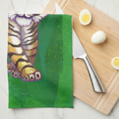 TijgerKerstmis op groen Theedoek (Quarter Fold)