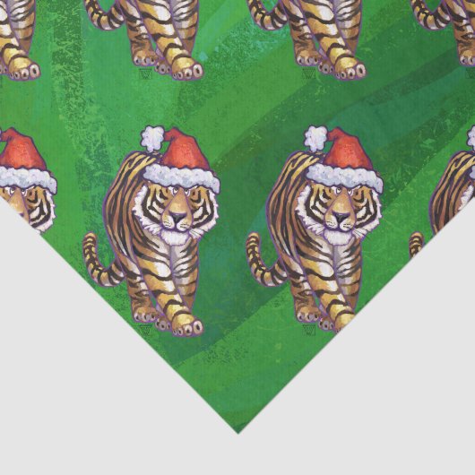 TijgerKerstmis op groen Tissuepapier (Detail)