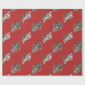 TijgerKerstmis op rood Cadeaupapier (Vlak)