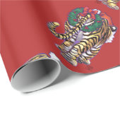 TijgerKerstmis op rood Cadeaupapier (Rol Hoek)