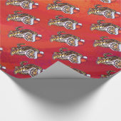 TijgerKerstmis op rood Cadeaupapier (Hoek)