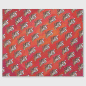 TijgerKerstmis op rood Cadeaupapier (Vlak)