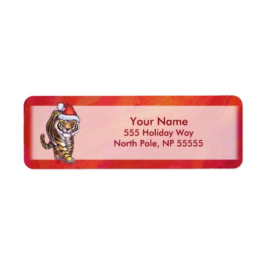 TijgerKerstmis op rood Etiket (Voorkant)