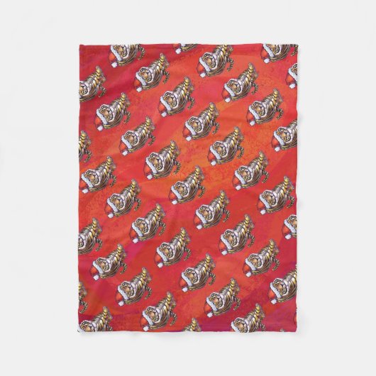 TijgerKerstmis op rood Fleece Deken (Voorkant)