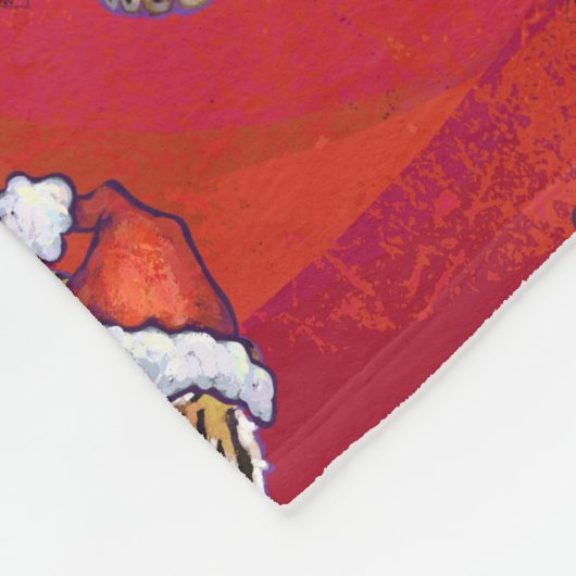 TijgerKerstmis op rood Fleece Deken (Hoek)