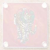 TijgerKerstmis op rood Glazen Onderzetter (Achterkant)