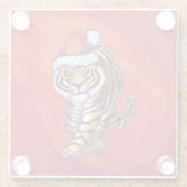 TijgerKerstmis op rood Glazen Onderzetter (Achterkant)