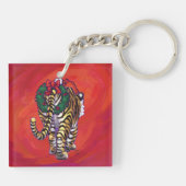 TijgerKerstmis op rood Sleutelhanger (Achterkant)