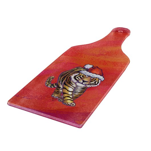 TijgerKerstmis op rood Snijplank (Hoek)