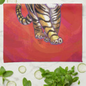 TijgerKerstmis op rood Theedoek (Gevouwen)