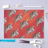 TijgerKerstmis op rood Tissuepapier (Craft)