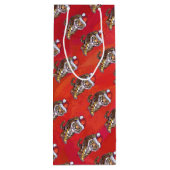 TijgerKerstmis op rood Wijn Cadeautas (Achterkant)