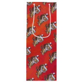 TijgerKerstmis op rood Wijn Cadeautas (Voorkant)